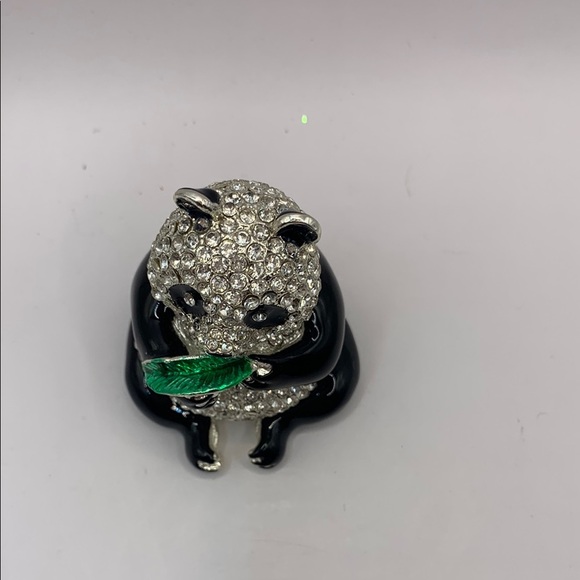 Sparkling Panda Figurine with Green Accent - Picture 7 of 10